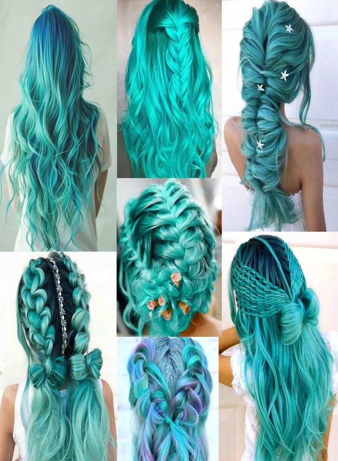 GPOVVIMX 12 PCS Teal Blue Hair Extensions Clip in, Colored Party Highlights Extension for Kids Girls Synthetic Hairpiece Straight 22 inch - Image 5